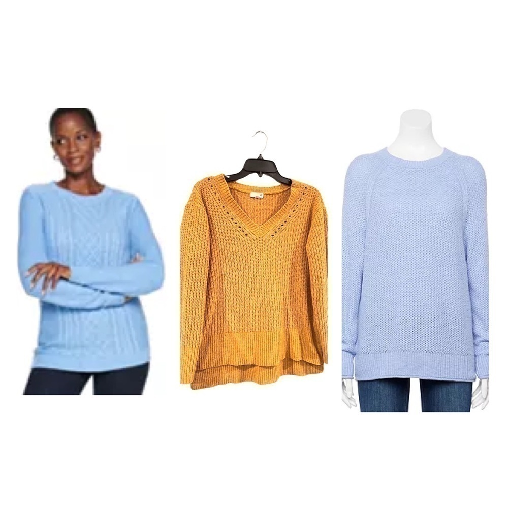 Women's Croft Barrow, SO,Classic Cable-Knit Crewneck, V Neck Sweater S, Kohl’s